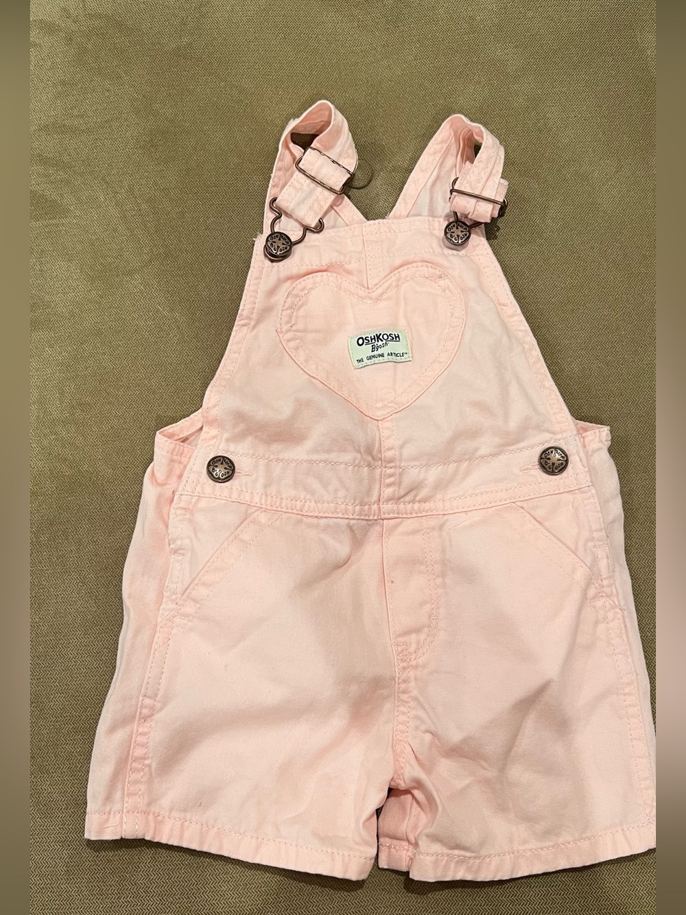 OshKosh B'gosh Light Pink Heart Short Overalls